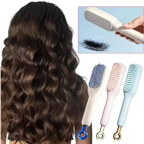 Self cleaning hair brush